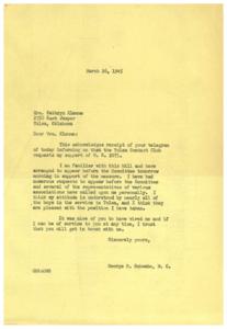 Supporting H.R. 2071: A Thank You Letter from George B. Schwabe, 1945-03-26