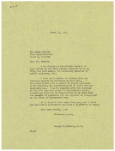 Support for H.R. 2071: A Letter from Mr. Beasley and Response from Congressman Schwabe, 1945-03-16