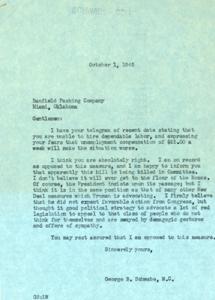 Correspondence on Labor Shortage and Unemployment Compensation Opposition in 1945, 1945-10-01