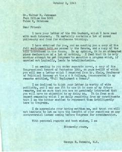 Correspondence Regarding the Full Employment Bill of 1945, 1945-10-08