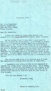 Correspondence Between a Business Owner and Congressman Regarding the Unemployment Bill of 1945, 1945-10-01