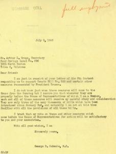 Correspondence Regarding Support for Senate Bill No. 380 and Other Measures, 1945-07-05