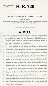 Introduction of Bills to Increase Veterans&#39; Benefits and Combat Pay in the 79th Congress, 1942-06-16