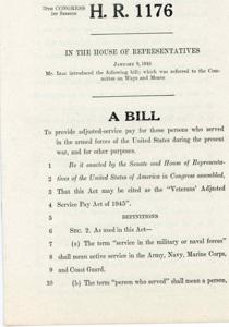 Introduction and Details of the Veterans&#39; Adjusted Service Pay Act of 1945, 1945-01-08