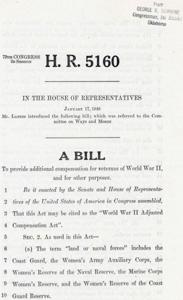 Introduction of the World War II Adjusted Compensation Act in the 79th Congress, 1946-01-17