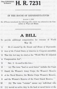 Introduction of the World War II Adjusted Compensation Act in the House of Representatives, 1946-08-01