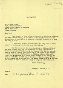 Correspondence on the Proposal of a National Cemetery in Tulsa, 1945-05-10
