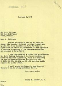 Correspondence on Differences in Pension Laws for Spanish-American War and World War I Veterans, 1944-01-22