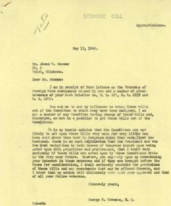 Correspondence Regarding Veteran Legislation in 1946, 1946-05-13