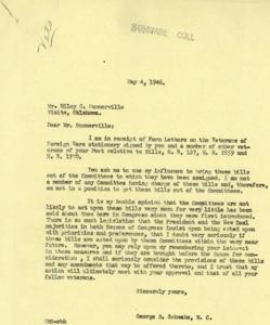 Correspondence Regarding Veterans&#39; Bills in Congress - 1946, 1946-04-25