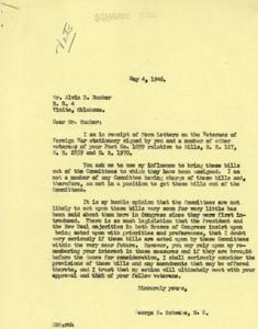 Correspondence Regarding Veterans&#39; Bills in Congress, 1946-04-25