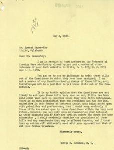 Correspondence Between Mr. Ernest Nazworthy and George B. Schwabe Regarding Veteran Legislation, 1946-04-25