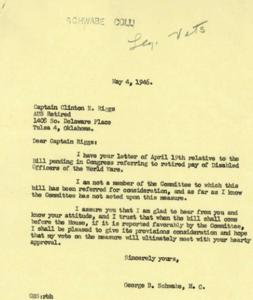 Correspondence Regarding Amendments to the Pay Readjustment Act for Disabled Officers of the World Wars, 1946-05-04