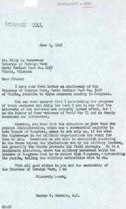 Correspondence Regarding Veterans Legislation in 1946, 1946-04-25