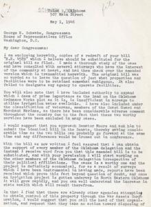 Letter to Congressman George H. Schwabe Regarding the Amendment of Bill H.R. 4589, 1946-05-01