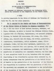 Oklahoma Veterans Homestead Project Act: Providing Land and Resources for World War II Veterans, 1941-12-07