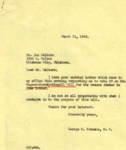 Correspondence Regarding the Wagner-Murray-Dingell Bill, 1946-03-21