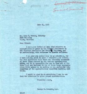 Correspondence Regarding Federal Funding for Oklahoma Commission for Crippled Children, 1946-06-22