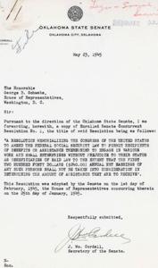 1945 Oklahoma State Senate Resolution on Amending Federal Social Security Law, 1945-05-23