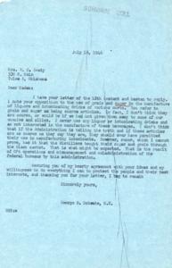 Correspondence on the Use of Scarce Commodities for Liquor Production in 1946, 1946-07-12