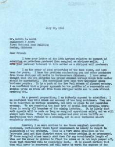 Correspondence between Melvin E. Scott and George B. Schwabe Regarding Subsidies and Challenges in the Petroleum Industry, 1946, 1946-07-22
