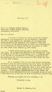 Exchange of Letters between George B. Schwabe and D. R. Bailey regarding the Reciprocal Trade Agreements Act, 1945-01-01