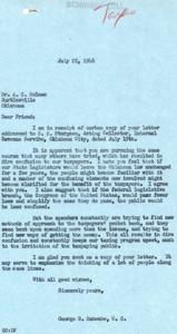 Letter from George B. Schwabe on Taxpayer Confusion and Legislative Complications, 1946-07-22