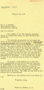 Correspondence Regarding the Supreme Court Decision on Oklahoma Community Property Law: Letters from H.H Kavaler to Congressman George Schwabe, 1945-02-09
