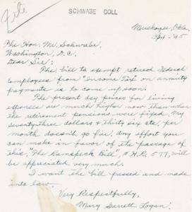 Letter Advocating for Tax Exemption for Retired Federal Employees, 1945-01-01 - 1946-12-31