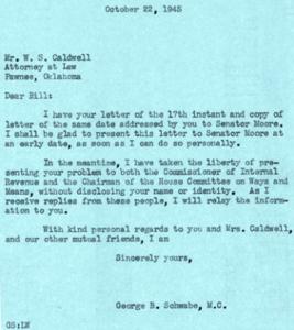 Correspondence Regarding Tax Issue Resolution in 1945, 1945-10-22