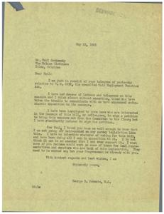 ["The sender, George B. Schwabe, received a telegram from Paul Jankowsky expressing opposition to bill H.R. 2232, the Fair Employment Practice Act. Schwabe confirms his opposition to the bill, stating that he has refused to sign a petition to bring it to the floor and has been working against its passage. Jankowsky urges Schwabe to continue fighting against the bill, as it goes against traditional American values of free enterprise and employers' rights to choose their own employees. Schwabe assures Jankowsky that he is already opposed to the bill and asks for support in convincing other representatives to also oppose it."]
