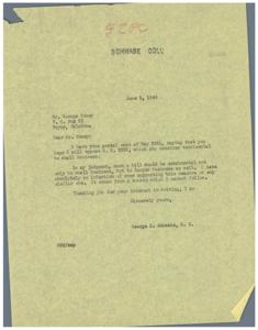 ["The document is a response from George B. Schwabe to Mr. George Coney regarding opposition to H.R. 2232, which is deemed detrimental to small and large businesses. Schwabe assures Coney that he will not support the bill or any similar ones in the future. Coney requests Schwabe's vote against the bill and offers his support in return."]