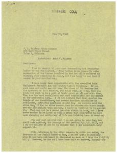 ["The document discusses two bills before Congress - the Fair Employment Practice Act and the Social Security legislation. The writer opposes the Fair Employment Practice Act, criticizing it as socialistic and communistic. They express concerns about the potential consequences of increasing the Social Security tax, particularly in terms of the fund being invested in government bonds. The writer appreciates receiving feedback from constituents and values their input on pending issues."]
