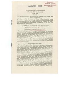 ["This text is a public law document that outlines the appropriations for war agencies for the fiscal year ending June 30, 1946. It includes details on the salaries and expenses for various government offices such as the Office for Emergency Management, National War Labor Board, Office of Defense Transportation, Office of Alien Property Custodian, Office of Economic Stabilization, and Office of Scientific Research and Development. The document specifies the allocated funds for each office and outlines certain provisions and limitations on how the funds can be used."]