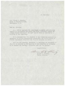 ["The document is urging Honorable  George B. Schwabe to support legislation concerning Federal Employees Salary Adjustment (HR 2497 and HR 2703) in order to provide recognition and stabilization of Federal employment standards in line with industry and labor. The writer requests Schwabe to be present and cast a favorable vote for the passage of the bill."]