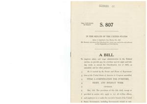 ["The document is a bill introduced in the Senate to improve salary and wage administration in the Federal service. It includes provisions for compensation for overtime, night, and holiday work, as well as additional compensation for employees in the legislative and judicial branches of the government. The bill aims to provide fair pay and benefits for federal employees."]