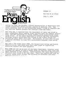 Regulating American Agriculture: The Impact of Washington Bureaucracies, 1976-07-07