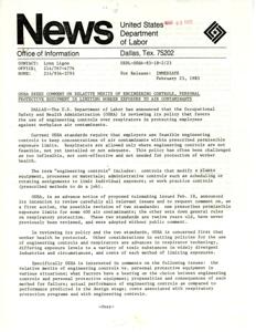 OSHA Seeks Input on Engineering Controls vs. Personal Protective Equipment for Worker Exposure to Air Contaminants, 1982-05-14