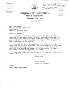 Response to Proposed OSHA Regulations for Grain Handling Facilities, 1984-06-21
