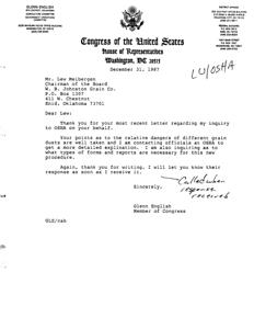 Title: Congressional Correspondence Regarding OSHA Hazard Communication Standard, 1987-08-24