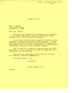 Response to OESC Proposal for Cost-of-Living Adjustment, 1977-08-15