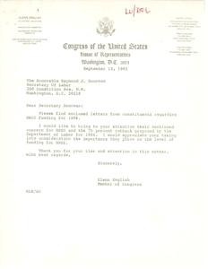 Title: Concerns Over HRDI Funding: A Call for Support from Congressman Glenn English, 1983-08-29