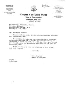 Supporting HRDI Funding: A Call to Action from Glenn English, 1983-10-03