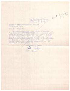 Request for Manuscript on Negro Devotion and Heroism: Letter to Representative Helen Gahagan Douglas, 1946-02-12