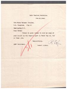 Request for Copy of Report on African American Contribution in World War II, 1946-01-01 - 1946-12-31