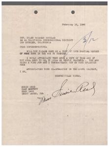 Letter Requesting Information on War Efforts of African Americans, 1946-01-01 - 1946-12-31