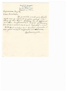 Request for a Copy of Congressional Speech - Russell H. Massingale, 1946-01-01 - 1947-12-31