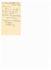 Request for Material on the Negro Soldier: Correspondence from Mrs. Mamie Gladdish, 1946-01-01 - 1947-12-31