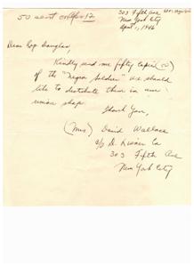 Request for Fifty Copies of Negra Soldier - Letter to Rep. Douglas, 1946-01-01 - 1947-12-31