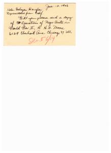 Request for Operations of Negro Units in World War II, 1946-01-01 - 1947-12-31